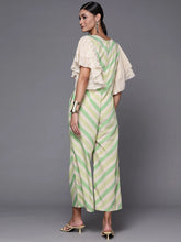Off White & Green Chevron Print Jumpsuit-AHJSCRDP-979-FF